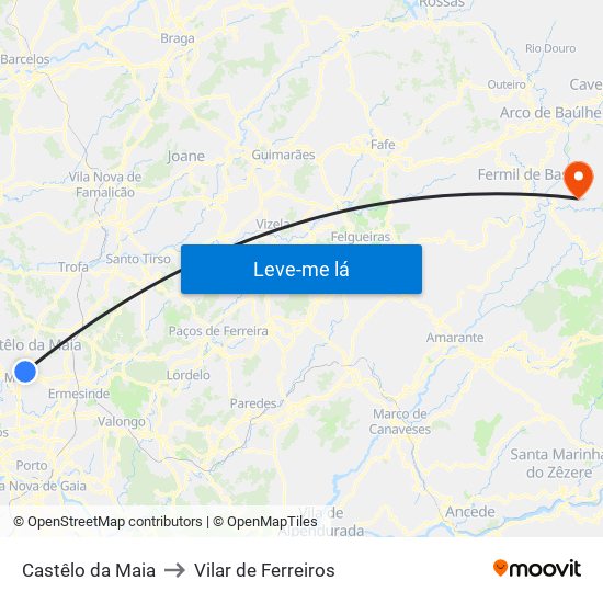 Castêlo da Maia to Vilar de Ferreiros map