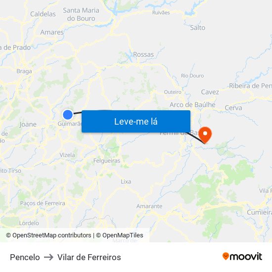 Pencelo to Vilar de Ferreiros map