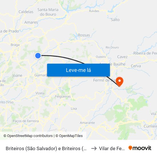 Briteiros (São Salvador) e Briteiros (Santa Leocádia) to Vilar de Ferreiros map