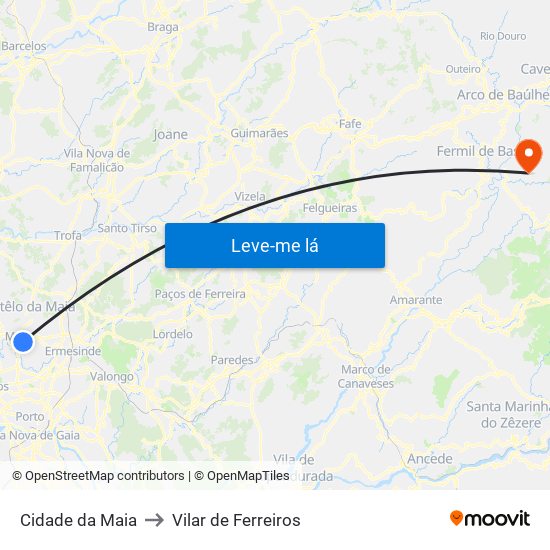Cidade da Maia to Vilar de Ferreiros map