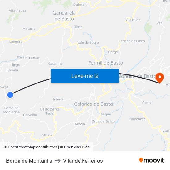 Borba de Montanha to Vilar de Ferreiros map