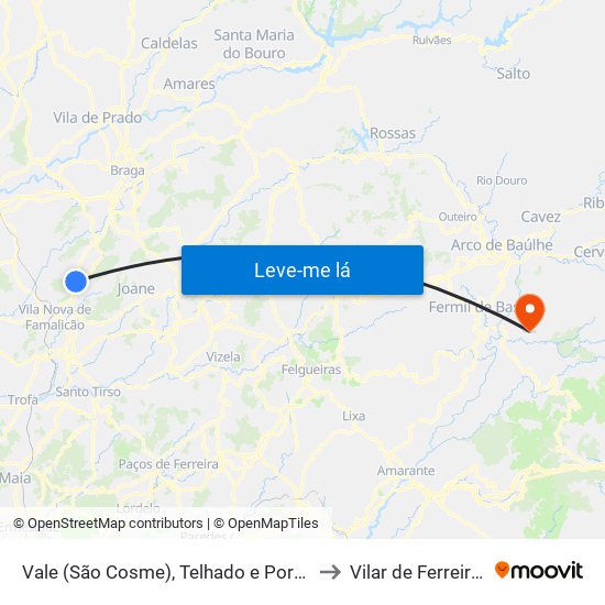 Vale (São Cosme), Telhado e Portela to Vilar de Ferreiros map