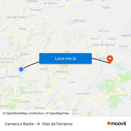 Carreira e Bente to Vilar de Ferreiros map