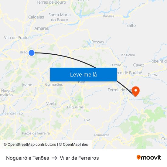 Nogueiró e Tenões to Vilar de Ferreiros map