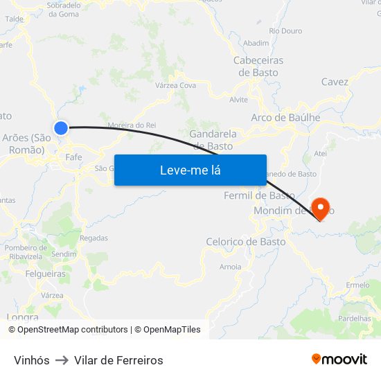 Vinhós to Vilar de Ferreiros map