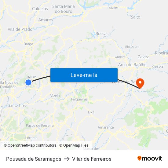 Pousada de Saramagos to Vilar de Ferreiros map