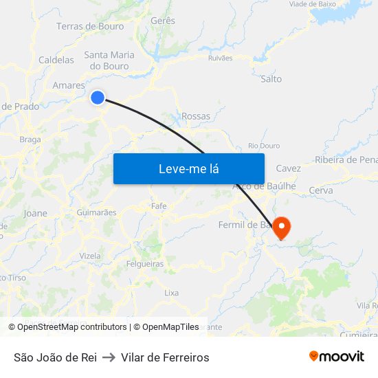 São João de Rei to Vilar de Ferreiros map
