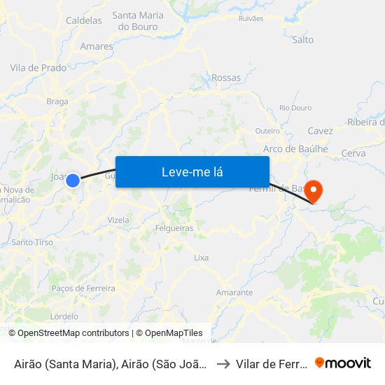 Airão (Santa Maria), Airão (São João) e Vermil to Vilar de Ferreiros map