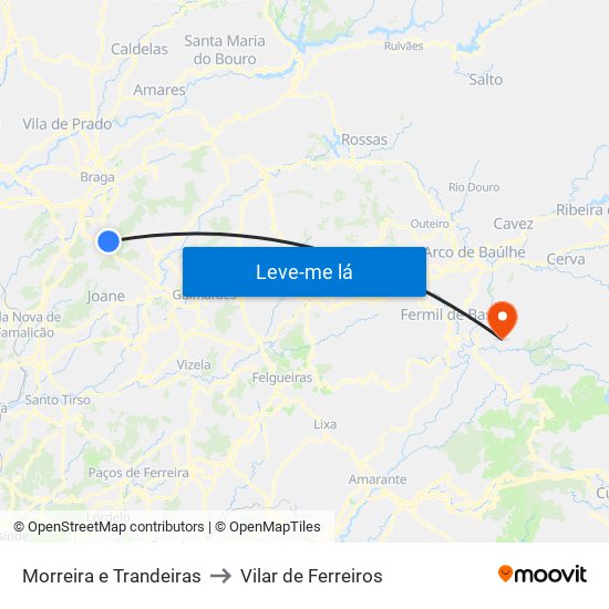 Morreira e Trandeiras to Vilar de Ferreiros map