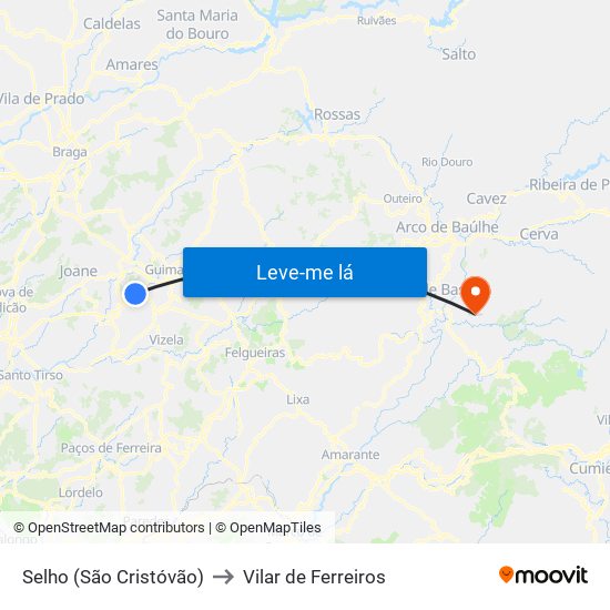 Selho (São Cristóvão) to Vilar de Ferreiros map