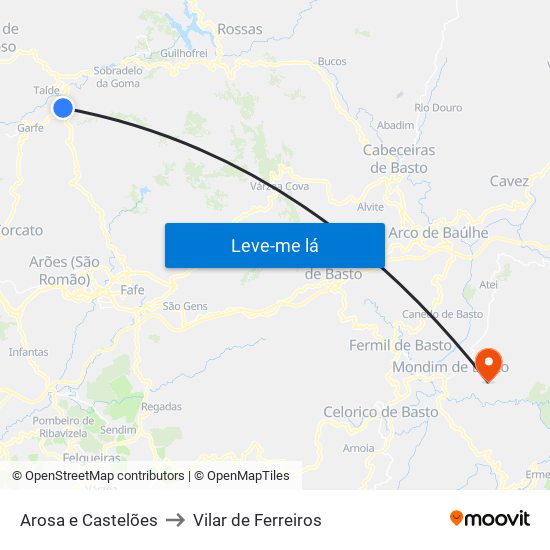 Arosa e Castelões to Vilar de Ferreiros map
