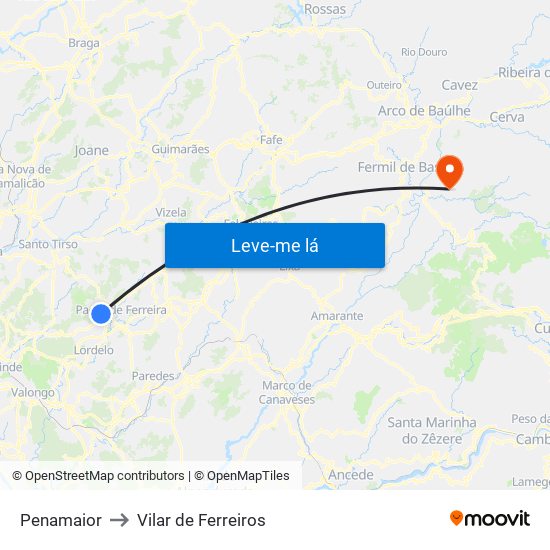 Penamaior to Vilar de Ferreiros map