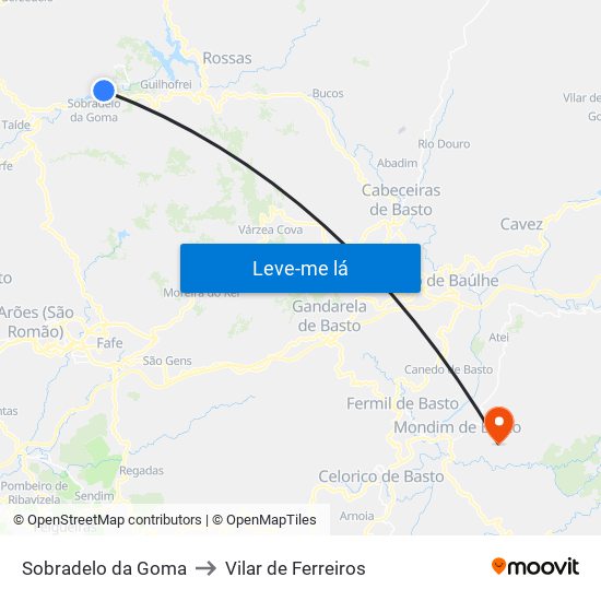 Sobradelo da Goma to Vilar de Ferreiros map