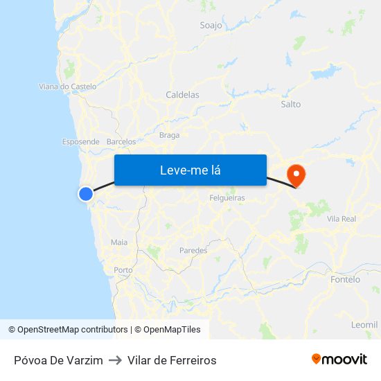 Póvoa De Varzim to Vilar de Ferreiros map