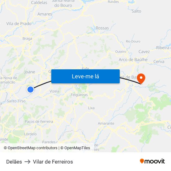 Delães to Vilar de Ferreiros map