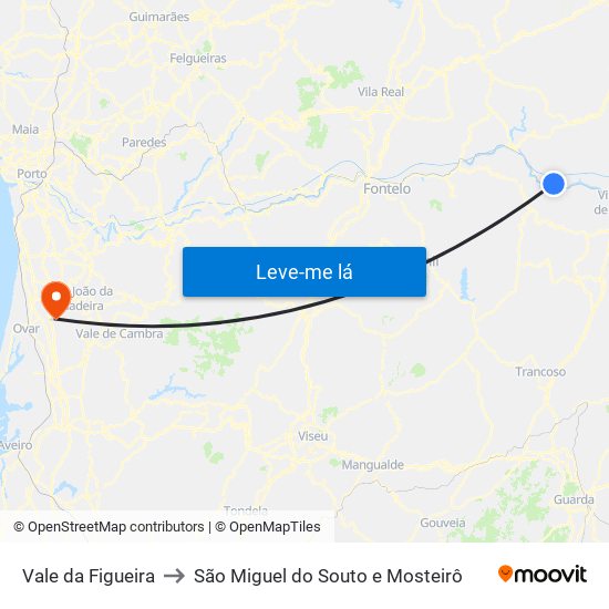 Vale da Figueira to São Miguel do Souto e Mosteirô map