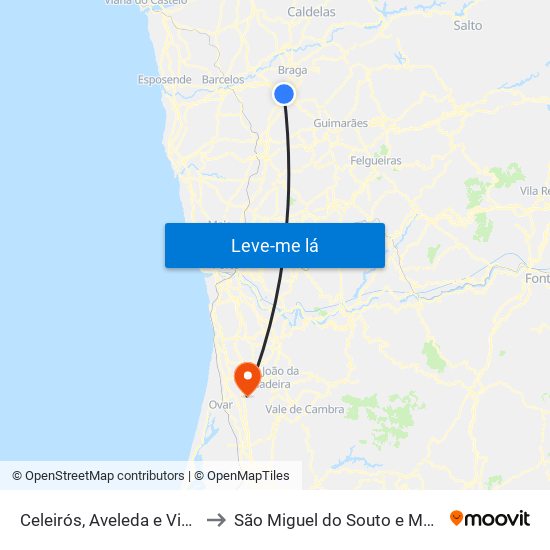 Celeirós, Aveleda e Vimieiro to São Miguel do Souto e Mosteirô map
