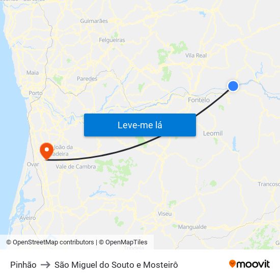 Pinhão to São Miguel do Souto e Mosteirô map