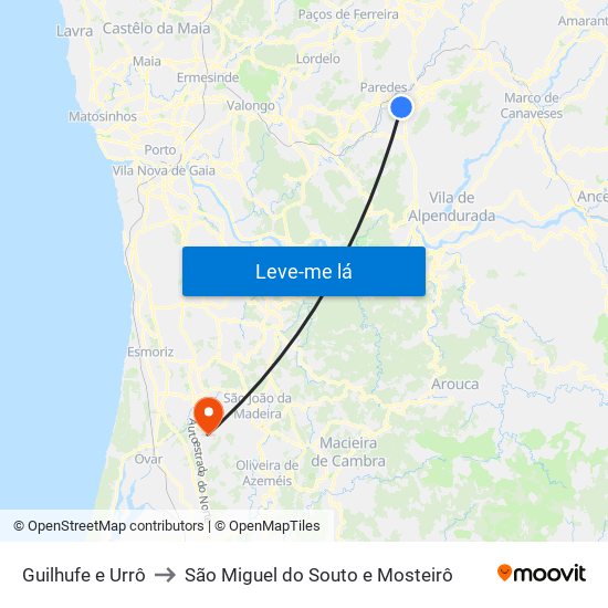 Guilhufe e Urrô to São Miguel do Souto e Mosteirô map