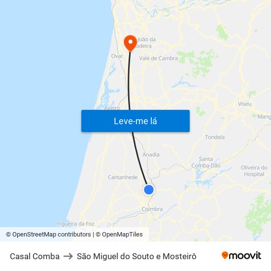 Casal Comba to São Miguel do Souto e Mosteirô map