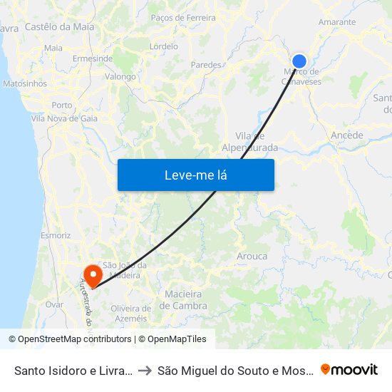 Santo Isidoro e Livração to São Miguel do Souto e Mosteirô map