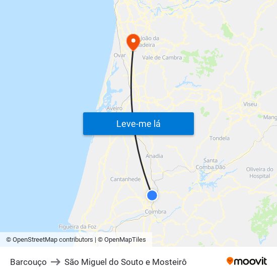 Barcouço to São Miguel do Souto e Mosteirô map