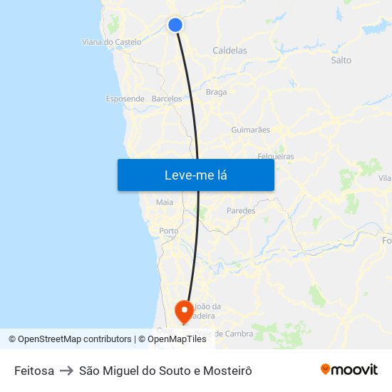 Feitosa to São Miguel do Souto e Mosteirô map