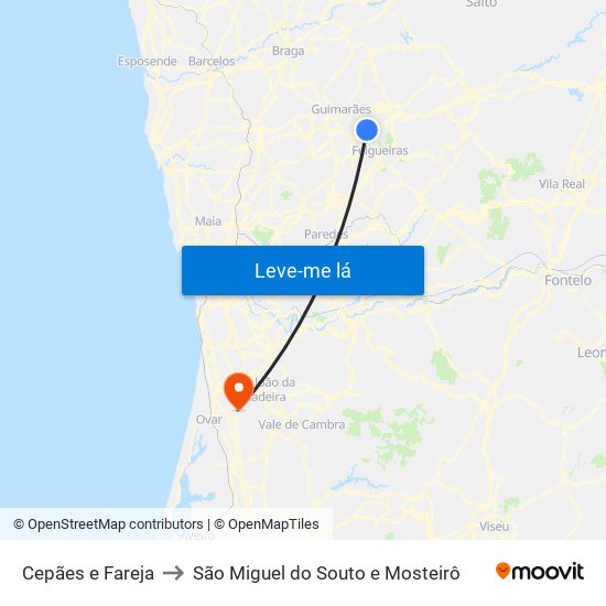 Cepães e Fareja to São Miguel do Souto e Mosteirô map