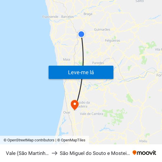 Vale (São Martinho) to São Miguel do Souto e Mosteirô map