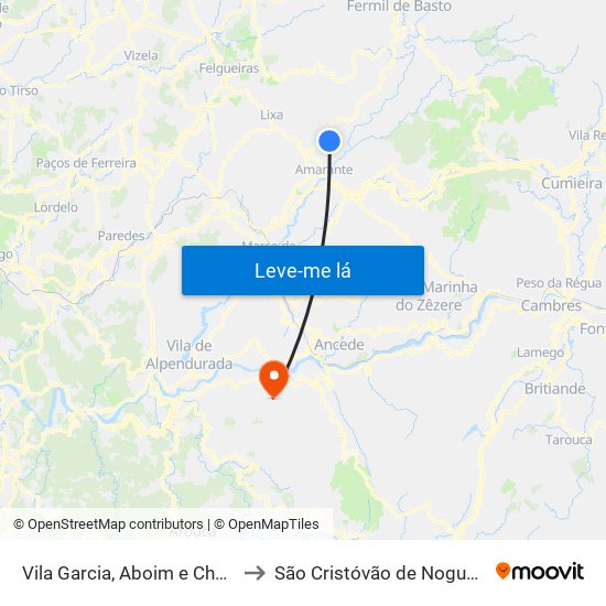 Vila Garcia, Aboim e Chapa to São Cristóvão de Nogueira map