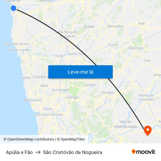 Apúlia e Fão to São Cristóvão de Nogueira map