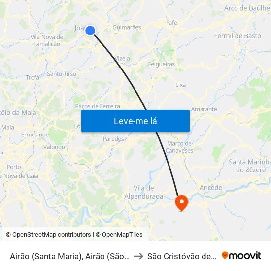 Airão (Santa Maria), Airão (São João) e Vermil to São Cristóvão de Nogueira map