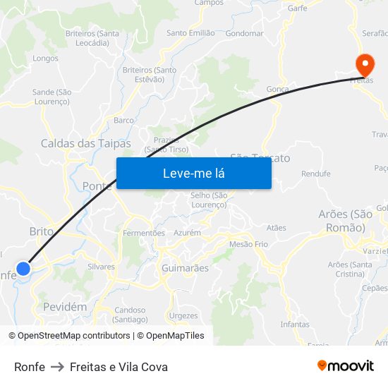 Ronfe to Freitas e Vila Cova map