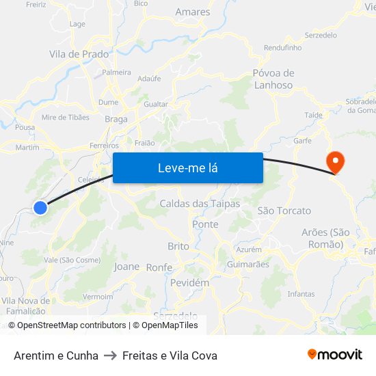 Arentim e Cunha to Freitas e Vila Cova map