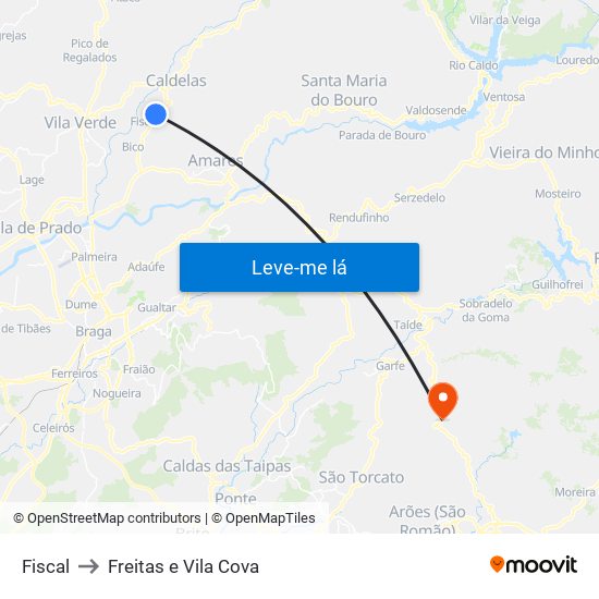 Fiscal to Freitas e Vila Cova map