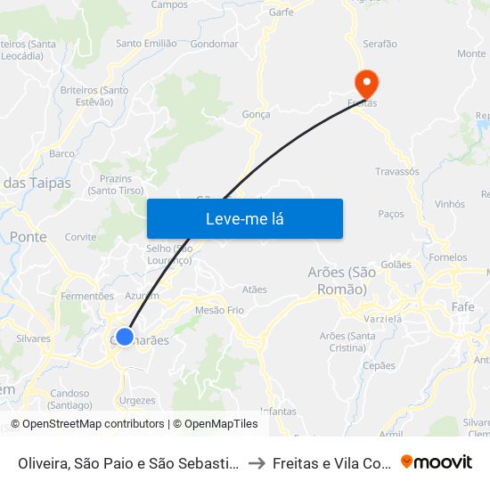 Oliveira, São Paio e São Sebastião to Freitas e Vila Cova map