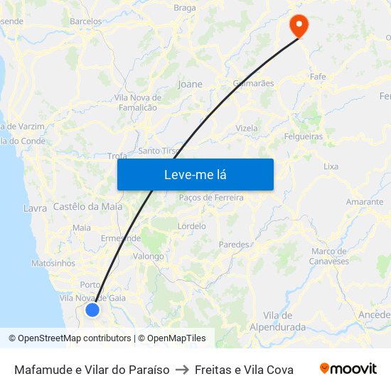 Mafamude e Vilar do Paraíso to Freitas e Vila Cova map