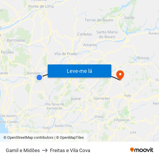 Gamil e Midões to Freitas e Vila Cova map