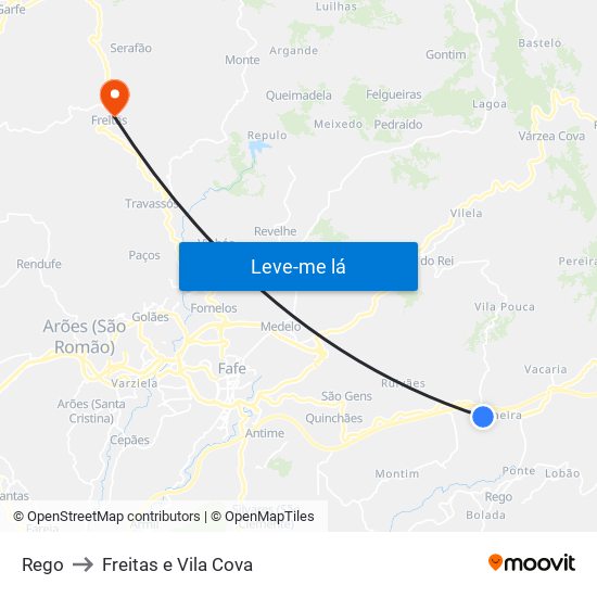 Rego to Freitas e Vila Cova map