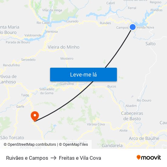 Ruivães e Campos to Freitas e Vila Cova map