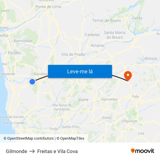 Gilmonde to Freitas e Vila Cova map