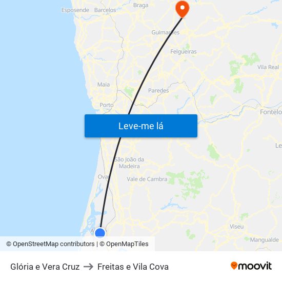 Glória e Vera Cruz to Freitas e Vila Cova map