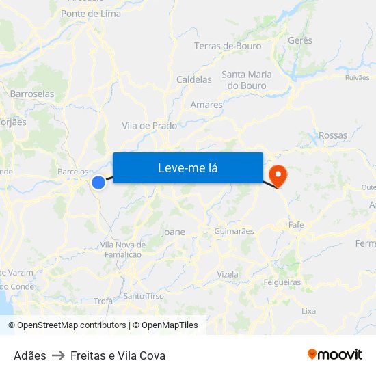 Adães to Freitas e Vila Cova map