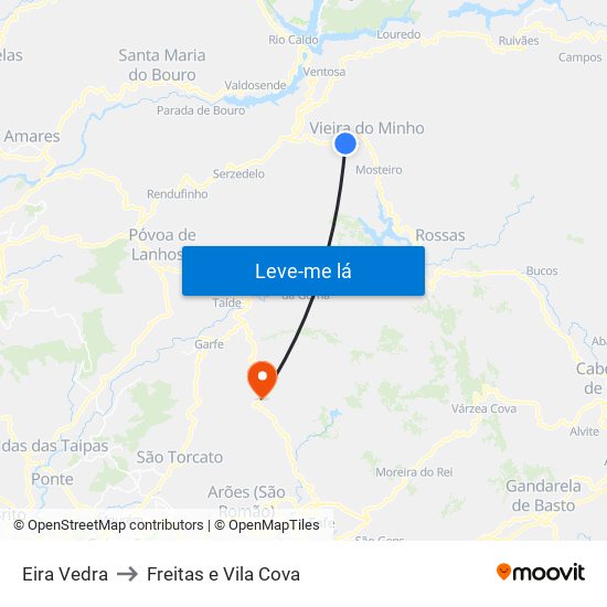 Eira Vedra to Freitas e Vila Cova map