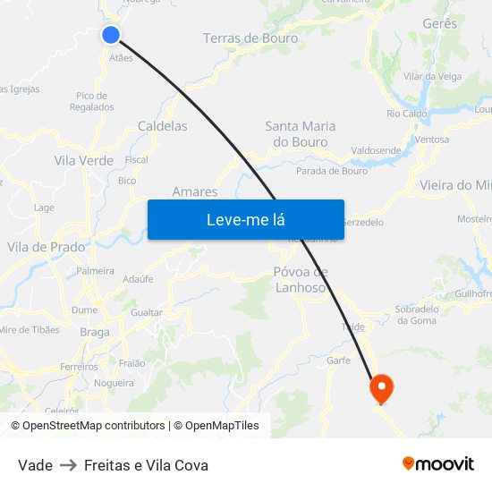 Vade to Freitas e Vila Cova map