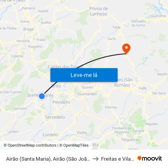 Airão (Santa Maria), Airão (São João) e Vermil to Freitas e Vila Cova map