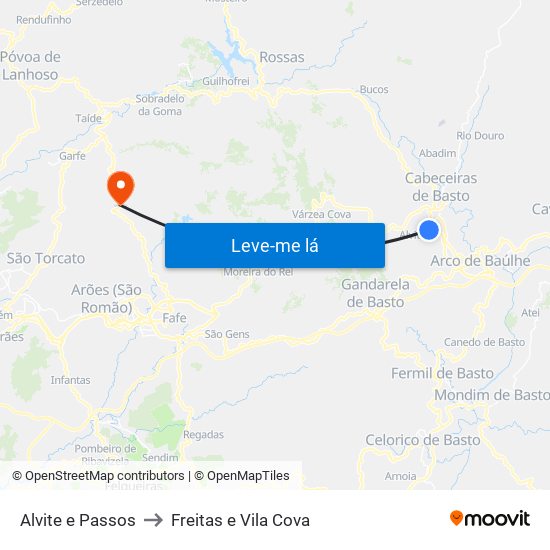 Alvite e Passos to Freitas e Vila Cova map