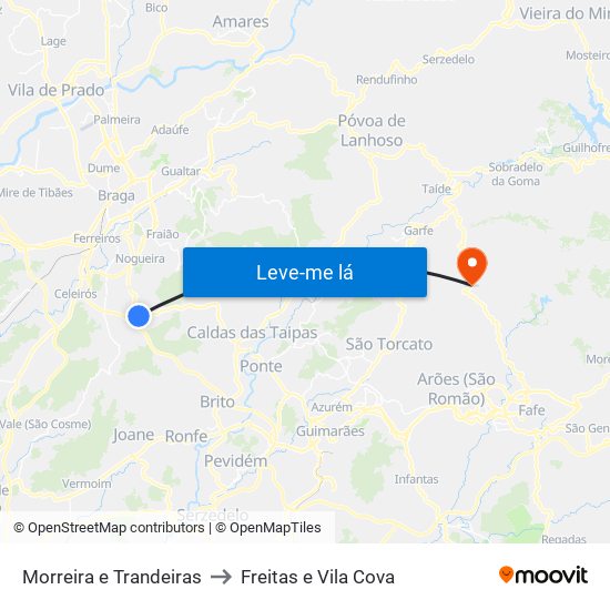 Morreira e Trandeiras to Freitas e Vila Cova map