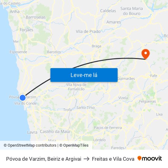 Póvoa de Varzim, Beiriz e Argivai to Freitas e Vila Cova map