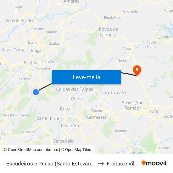 Escudeiros e Penso (Santo Estêvão e São Vicente) to Freitas e Vila Cova map